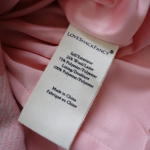 Love Shack Fancy Dumont Double Breasted Tweed Coat - Crisp Peach - Picture 11 of 12